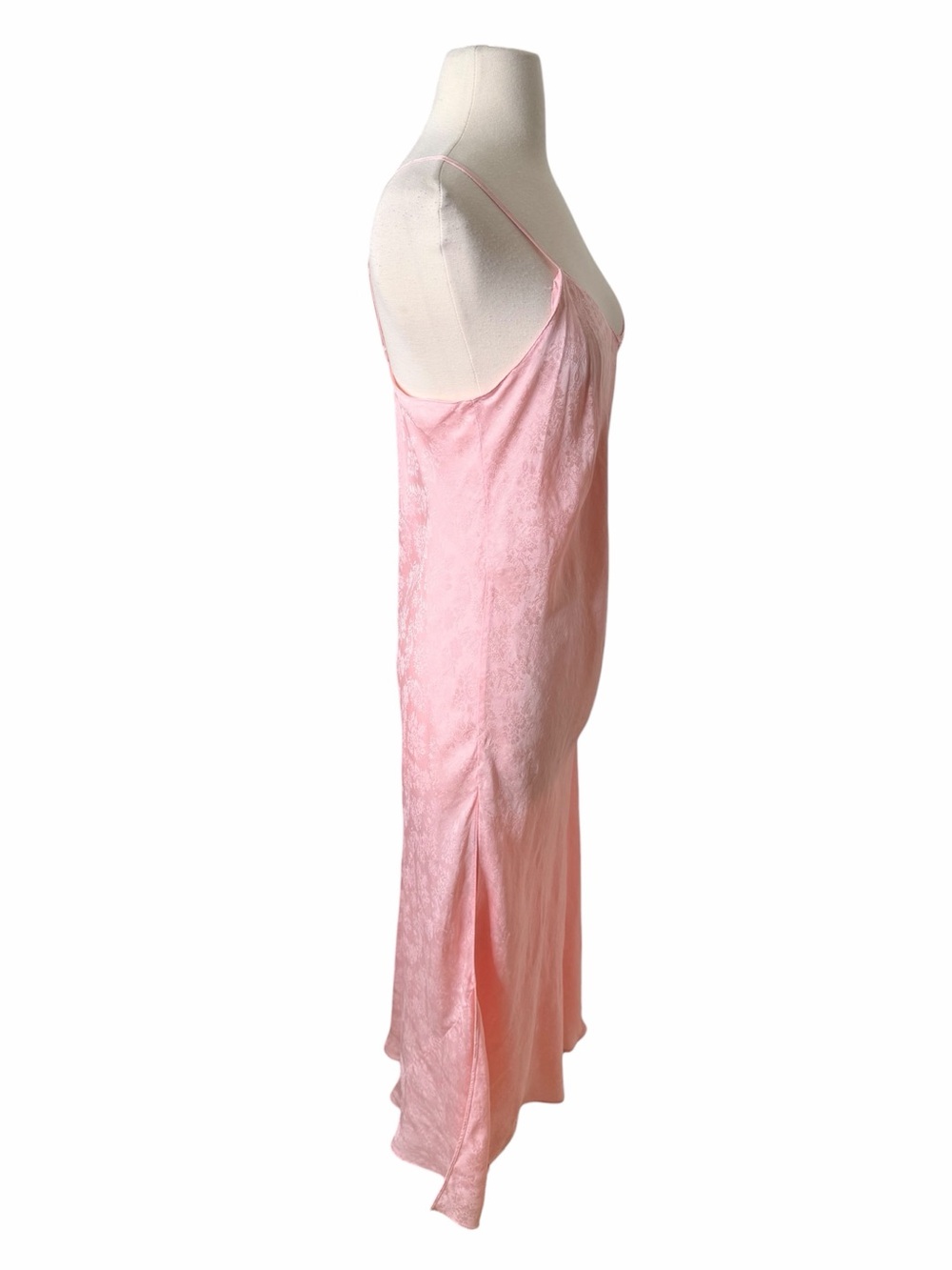 VINTAGE SILK PINK FLORAL MAXI SLIP DRESS. Size Large . - Picture 7 of 8